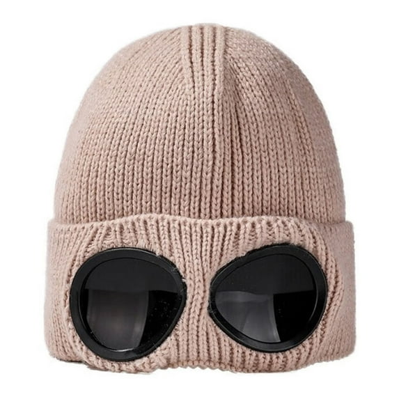 Glasses Knitted Hat Unisex Bomber Hat Solid Color Elastic Soft Warm Anti-slip Regular Fit Ear Protection Windproof Decorative Winter Beanie Headwear