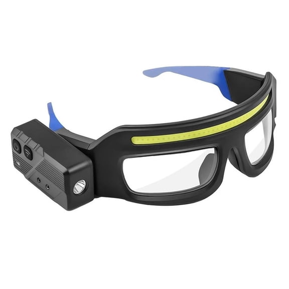 Glasses with Lights,LED Glasses Rechargeable Headlight Glasses with Motion Sensor and Touch Control,5 Modes USB C Lighted Glasses for Running Camping,Fishing,Cycling,Hiking(Blue)
