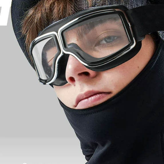 Glasses Motorcycle Goggles for Men Riding Scrub- Windproof Fog-Free Large Frame with Over Glasses Fit Scratchproof Eyewear for Scooter ATV Off-Road