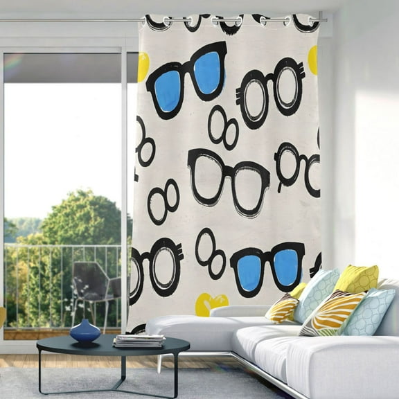 Glasses Pattern Blackout Curtains 84"x52" Thermal Insulated Curtain 1 Panel