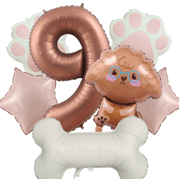 Glasses Puppy Balloon digital Balloon Set with Dog Bone and Dog Paws for children's birthday parties