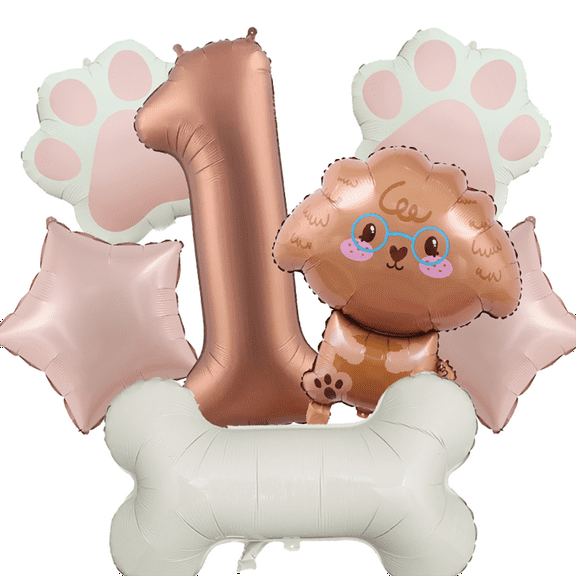 Glasses Puppy Balloon digital Balloon Set with Dog Bone and Dog Paws for children's birthday parties