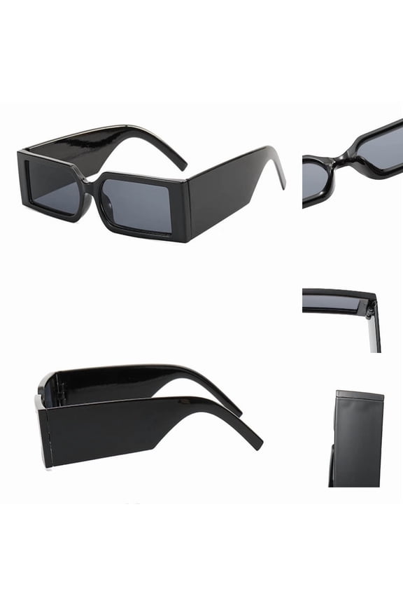 Glasses - Small Rectangle for Everyday Wear and Driving - Unisex Black Frame Polycarbonate 4 Lightweight Comfort,14x13.9x2.9 cm,Black