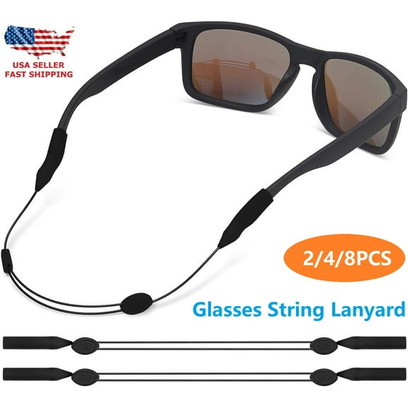 Glasses Strap - No Tail Sunglasses Strap - Adjustable Eyeglasses Strap - Eye Glasses Holder Around Neck, Sports Eyewear Retainer Glasses Strap for Men Women 14Inch(Black)