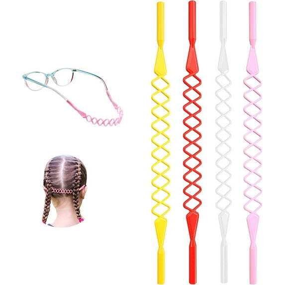 Glasses Strap for Kids Adjustable Eyeglass Strap No Tail Sunglasses Holder Straps for Girls Toddler 4 Pack(7.5-15in)