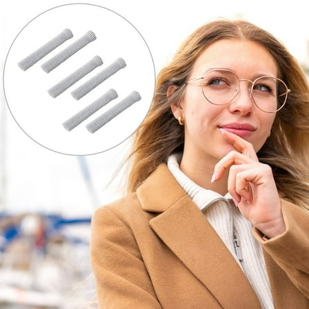 [Glasses Temple Tip Sleeve Anti-Slip Cover Gray C]-Eyeglasses Tips Sleeve Retainer Anti Slip Comfortable Knitting Glasses Tips Cover for Glasses