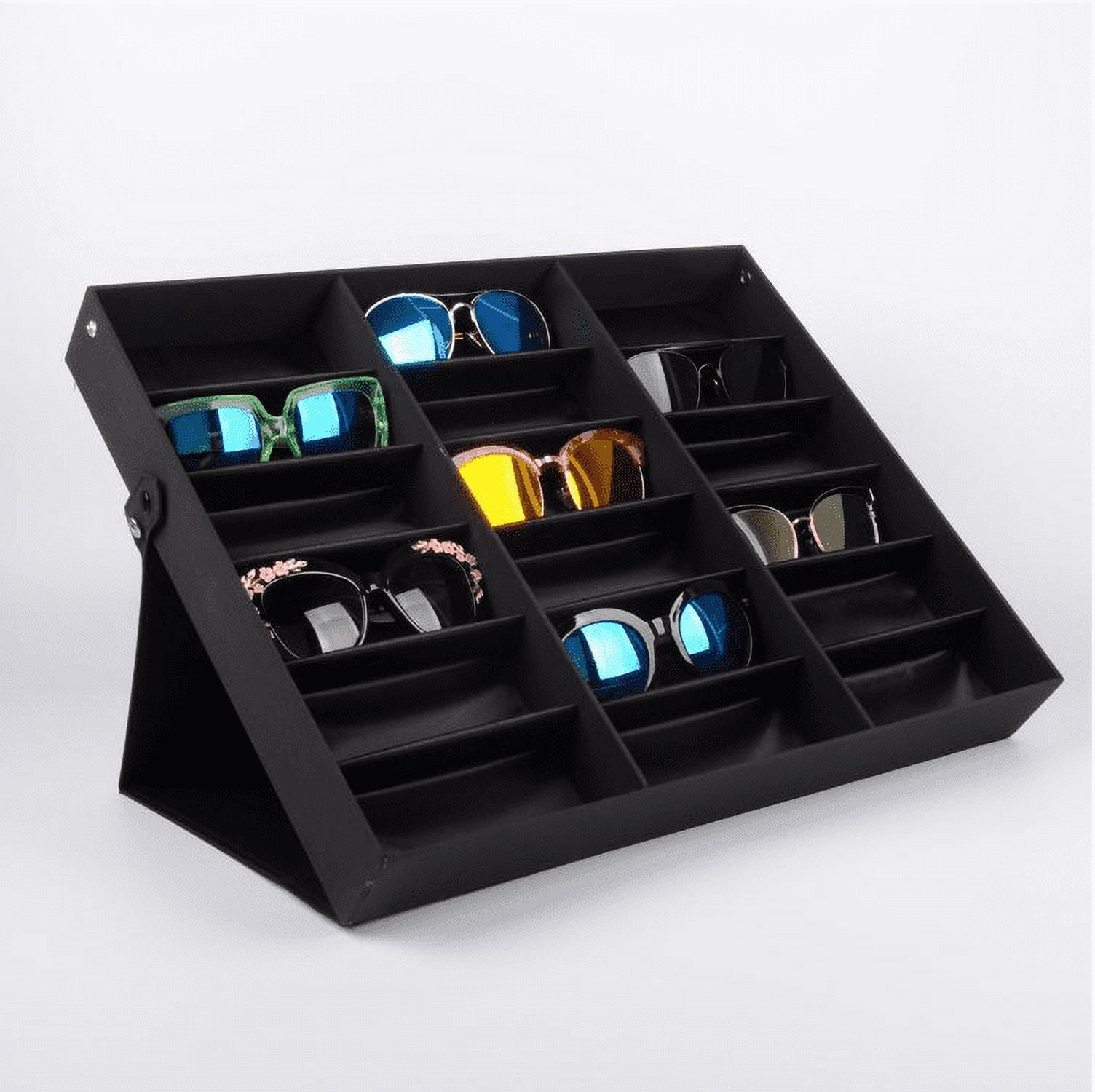 Glasses Tray Sunglasses Display Case 18 Slots Eyeglass Organizer