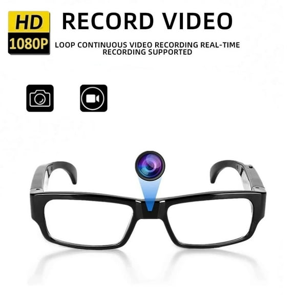 Glasses Video Glasses HD 1080P Eyewear Cam Video Camera Photo Video Camcorder for Travel, Sports(Included 32/64G TF Card)
