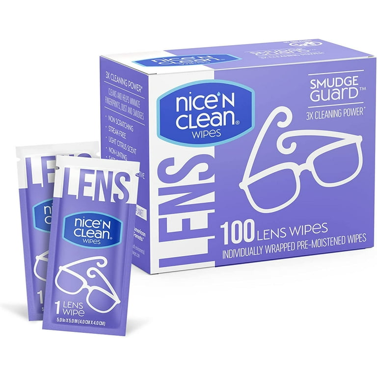 Glasses Wipes Lens Cleaner Lens Wipes for Eyeglasses - 100 Pre-moistened  Individually Wrapped Wipes for Eye Glasses, Electronics, Phone, Computer