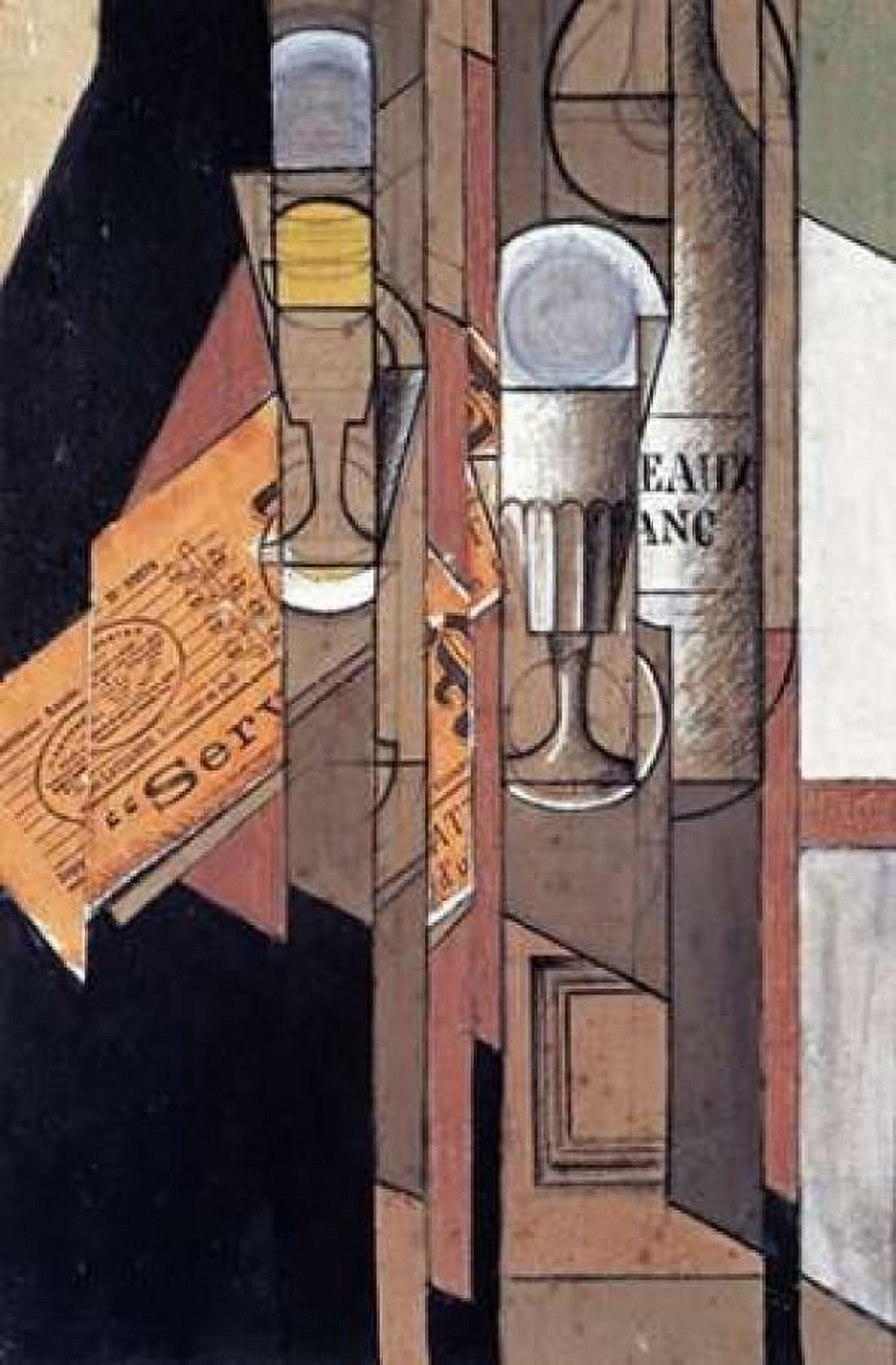 Glasses a Newspaper and a Bottle of Wine Canvas Art - Juan Gris (24 x 36)