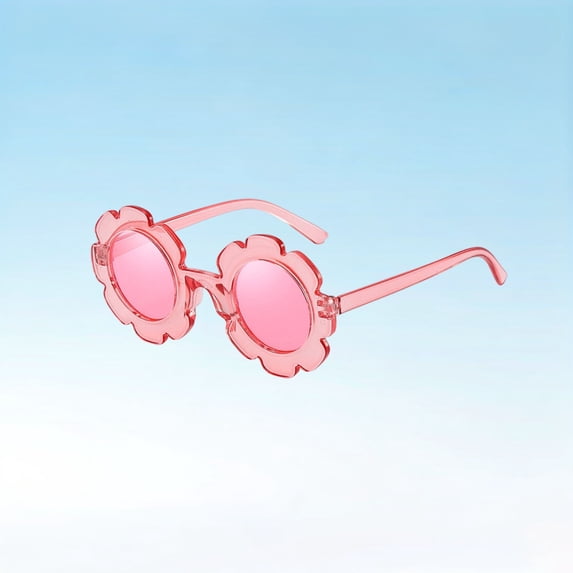Glasses for Kids Multicolor Fashion Eyewear Featuring Playful Gear Flower Motif for Everyday Travel and Leisure, Pink