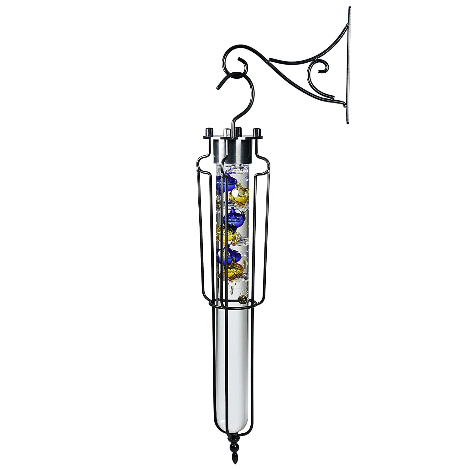 Glassic Gifts Outdoor Hanging Galileo Thermometer (23" Total Height) W/Free Bracket - 2020 Product Update - NO Fade Guarantee