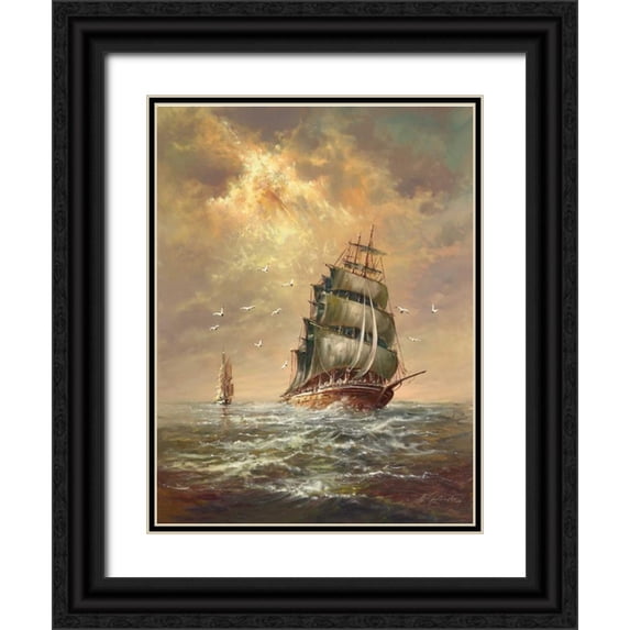 Glassl, Helmut 12x14 Black Ornate Wood Framed with Double Matting Museum Art Print Titled - Stormy Waether