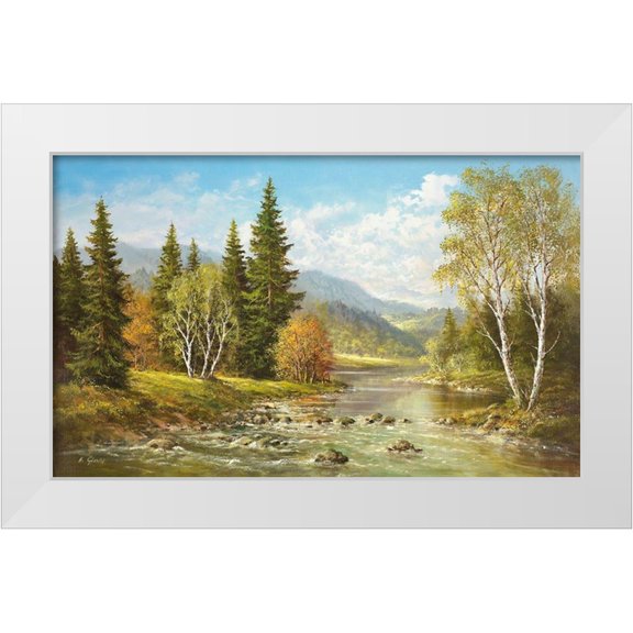 Glassl, Helmut 14x10 White Modern Wood Framed Museum Art Print Titled - RIVER TISA BY RACHOV