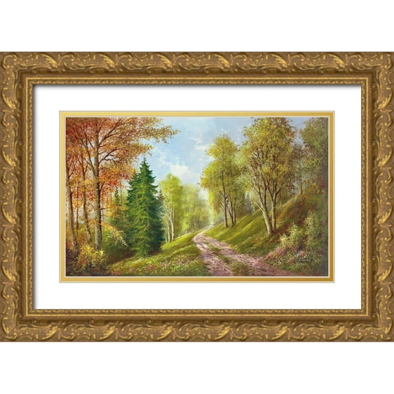 Glassl, Helmut 32x21 Gold Ornate Wood Framed with Double Matting Museum Art Print Titled - MOUNTAIN PATH