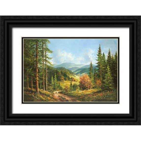 Glassl, Helmut 32x23 Black Ornate Wood Framed with Double Matting Museum Art Print Titled - ROMANTIC VALLEY