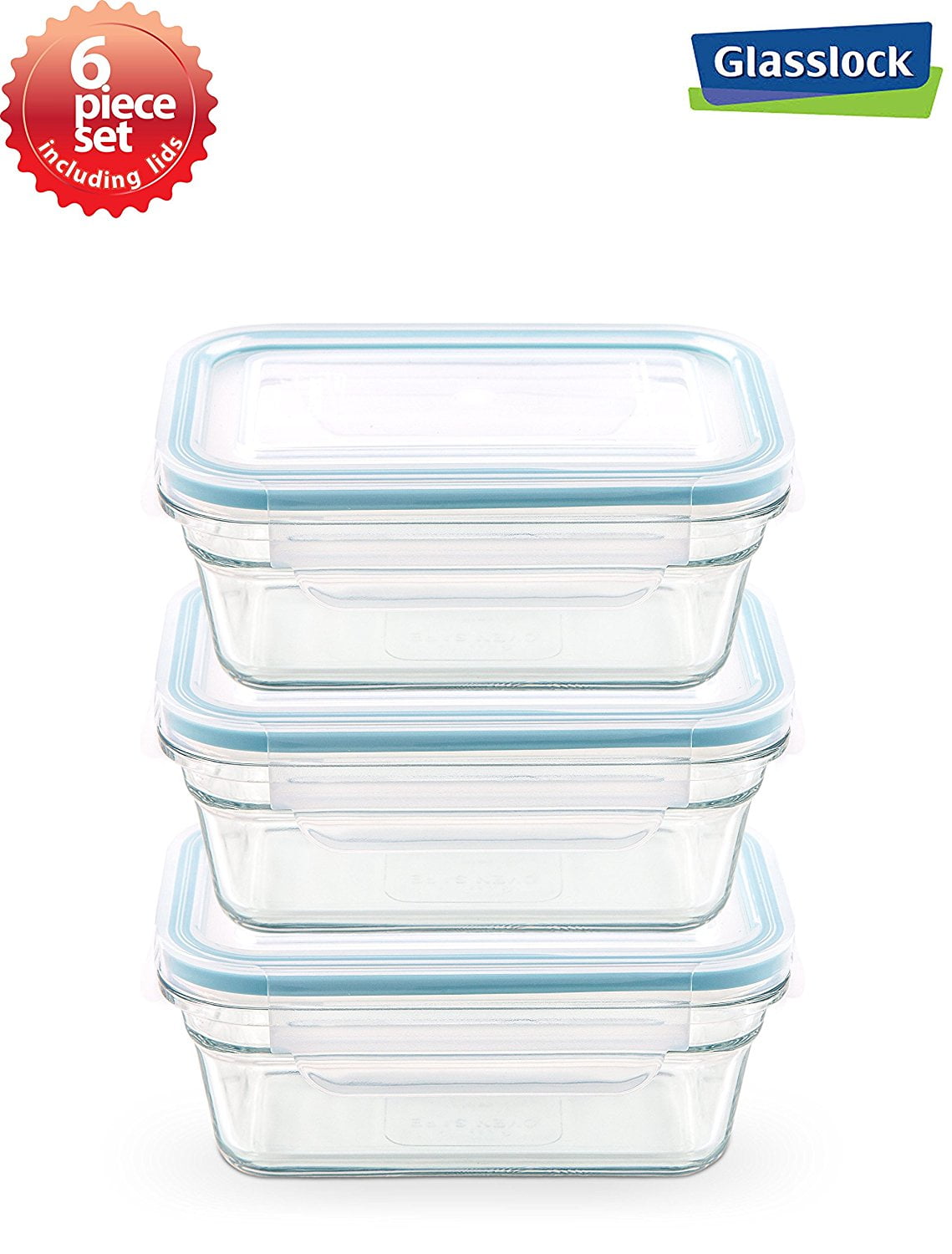 Glasslock RP518 Rectangle Oven Safe Food Glass Container, 1100-ML (37-Ounce  or 4½-Cups)