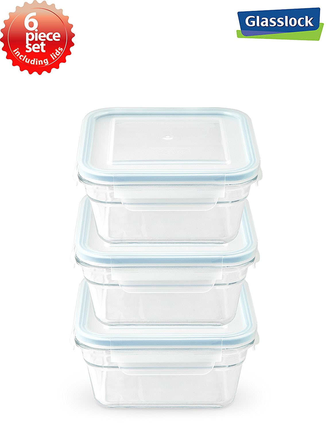 Clear Glass Square Food Storage Jar Set - 3 Pieces