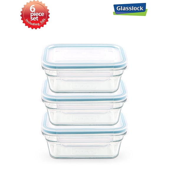 Glasslock Clear Glass Airtight Food Storage Container (3 Count)