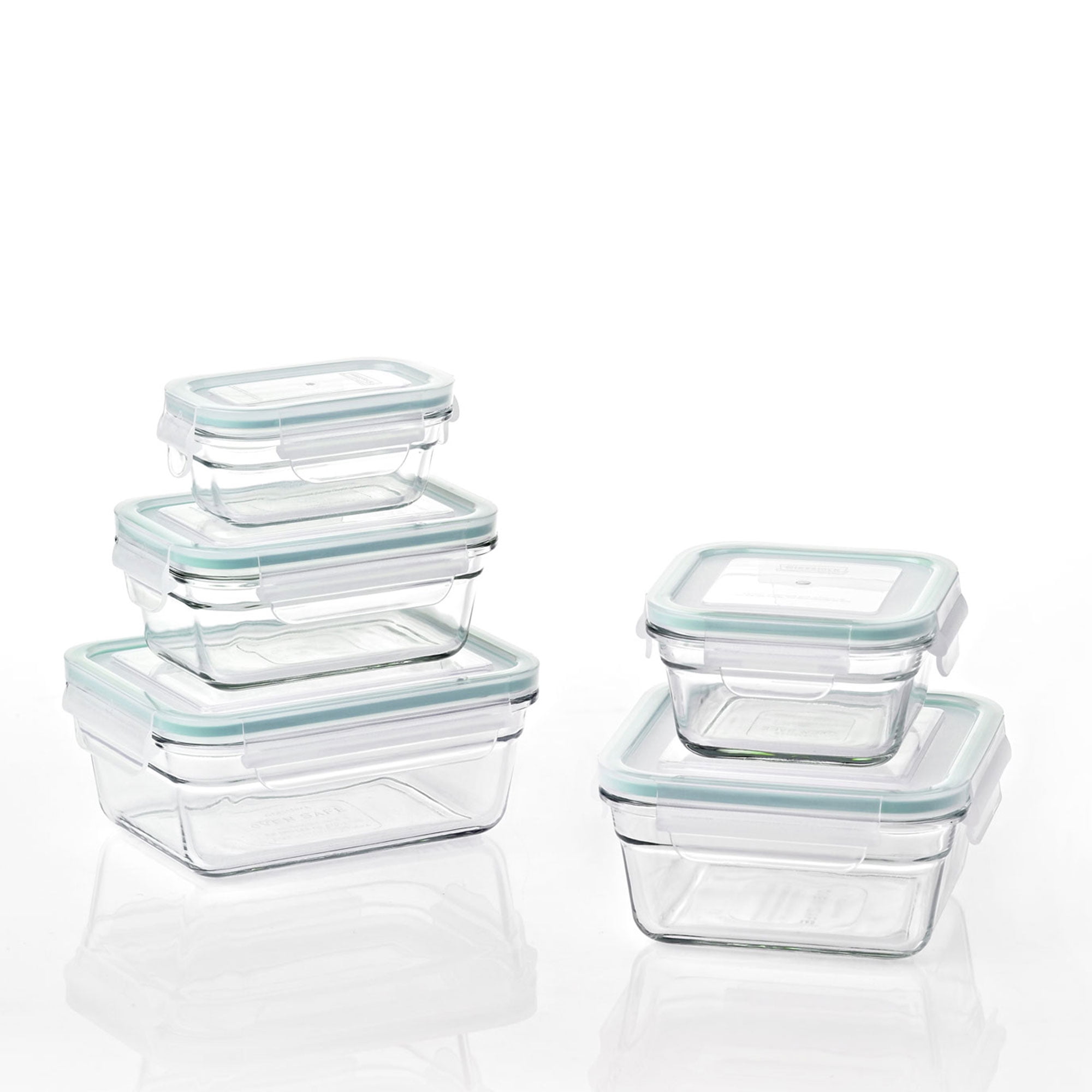 Glasslock Clear Glass Food Storage Containers with Lids, 10-Piece Set