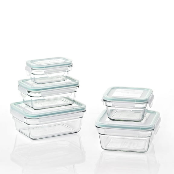 Glasslock Ovenproof Food Storage Containers with Lid, 10 Piece