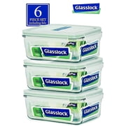 Glasslock Rectangular Tempered Glass Food Container Set of 3 1900ml/64oz
