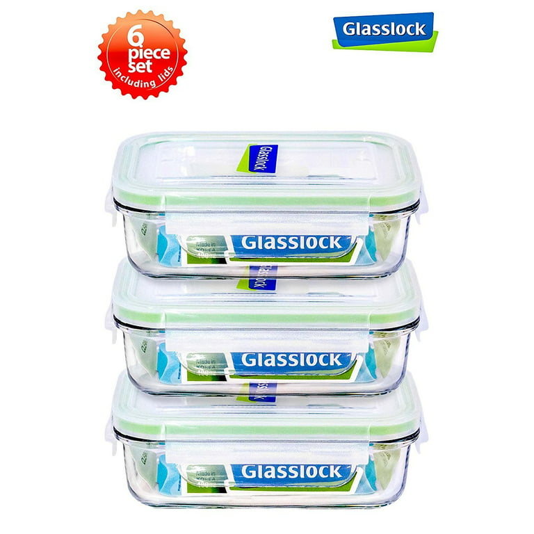 Glasslock Taper Rectangular Glass Food-Storage Container with Locking Lids  Anti-Spill Microwave Safe 57.5 oz / 1700 ml - 3 Container Set