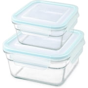 Glasslock Storage Square Containers 26oz & 12oz Anti Spill Microwave & Oven Safe Set of 2