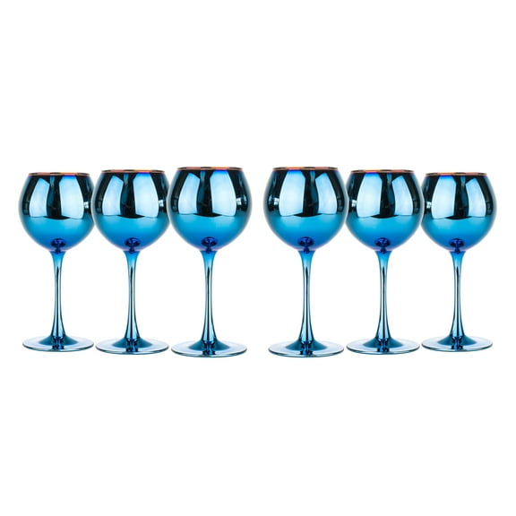 Glasstar 12oz/350ml Dazzling Blue Color Wine Glass, Graceful Red Wine Glass of "Lavender Amethyst" Collection, Set of 6
