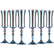 Glasstar 6 Oz Lazurit Lead-Free Crystal Hand-Blown Champagne Flutes, Wedding Gift, Gift for Anniversary, Set of 6