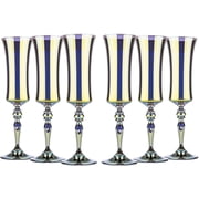 Glasstar 6 Oz Tanzanit Lead-Free Crystal Hand-Blown Champagne Flutes, Wedding Gift, Gift for Anniversary, Set of 6