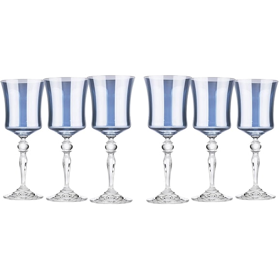 Glasstar 8.25 Oz Black Sea Lead-Free Crystal Hand-Blown Wine Glasses, Wedding Gift, Gift for Anniversary, Set of 6