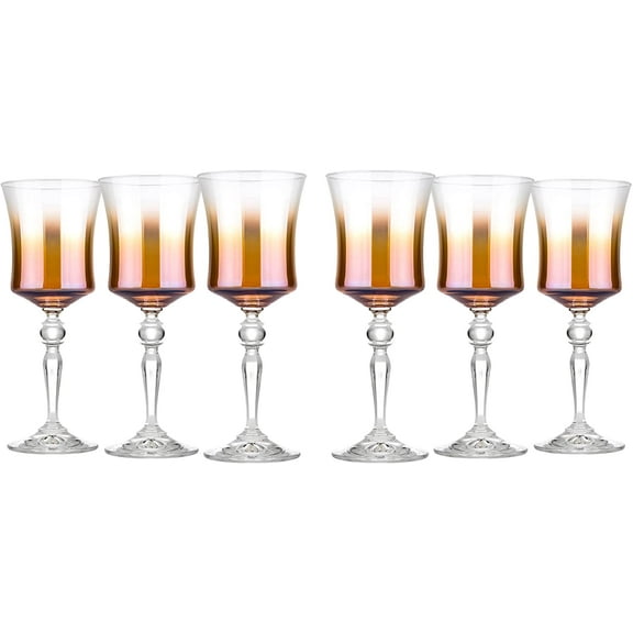 Glasstar 8.25 Oz Caramel Ombre Lead-Free Crystal Unique Wine Glasses, Wedding Gift, Gift for Anniversary, Set of 6