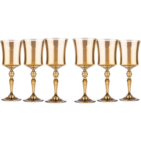 Glasstar 8.25 Oz Honey Lead-Free Crystal Golden Wine Glasses, Wedding Gift, Gift for Anniversary, Set of 6