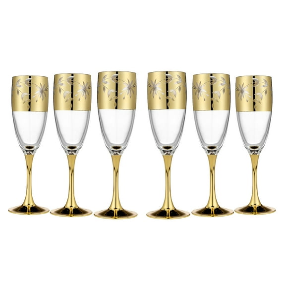 Glasstar GS24465 "Vintage Gloss" 5.5 oz Champagne Glasses 170 ml Set of 6, Champagne Flutes, Drinkware, Glassware