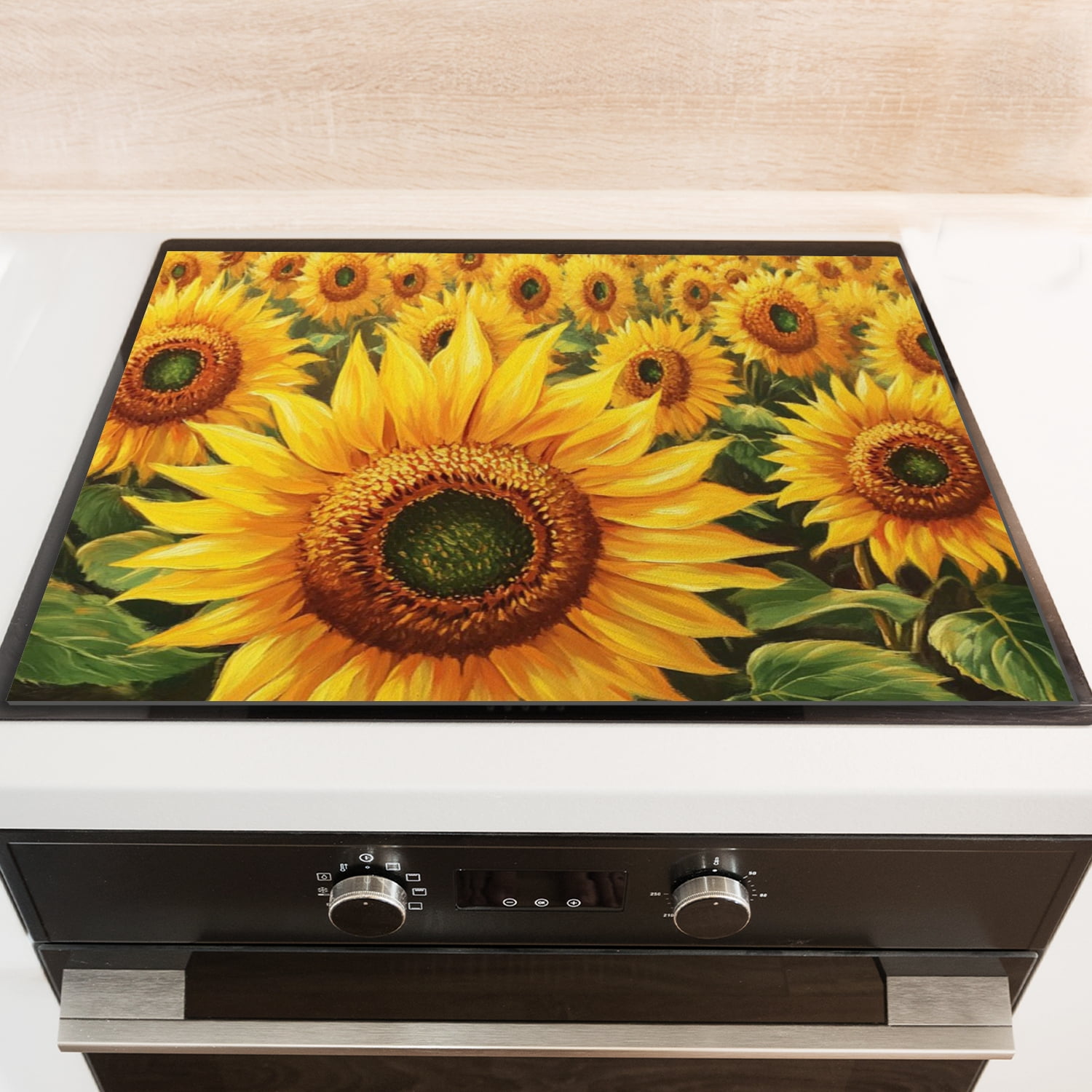Glasstop Stove Covers, Ocean of Sunflowers Kitchen Decor Heat Resistant Stove Top Cover, Non-slip Washable Square Decoration Pad for Kitchen RV (28×20 Inch)