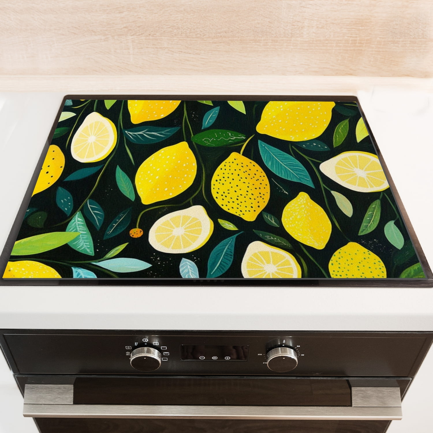 Glasstop Stove Covers, Spot Lemon Print, Heat Resistant Stove Top Cover, Glass Induction Cooktop Protector mat, Non-slip Foldable Decoration pad for Kitchen RV (28×20 Inch)