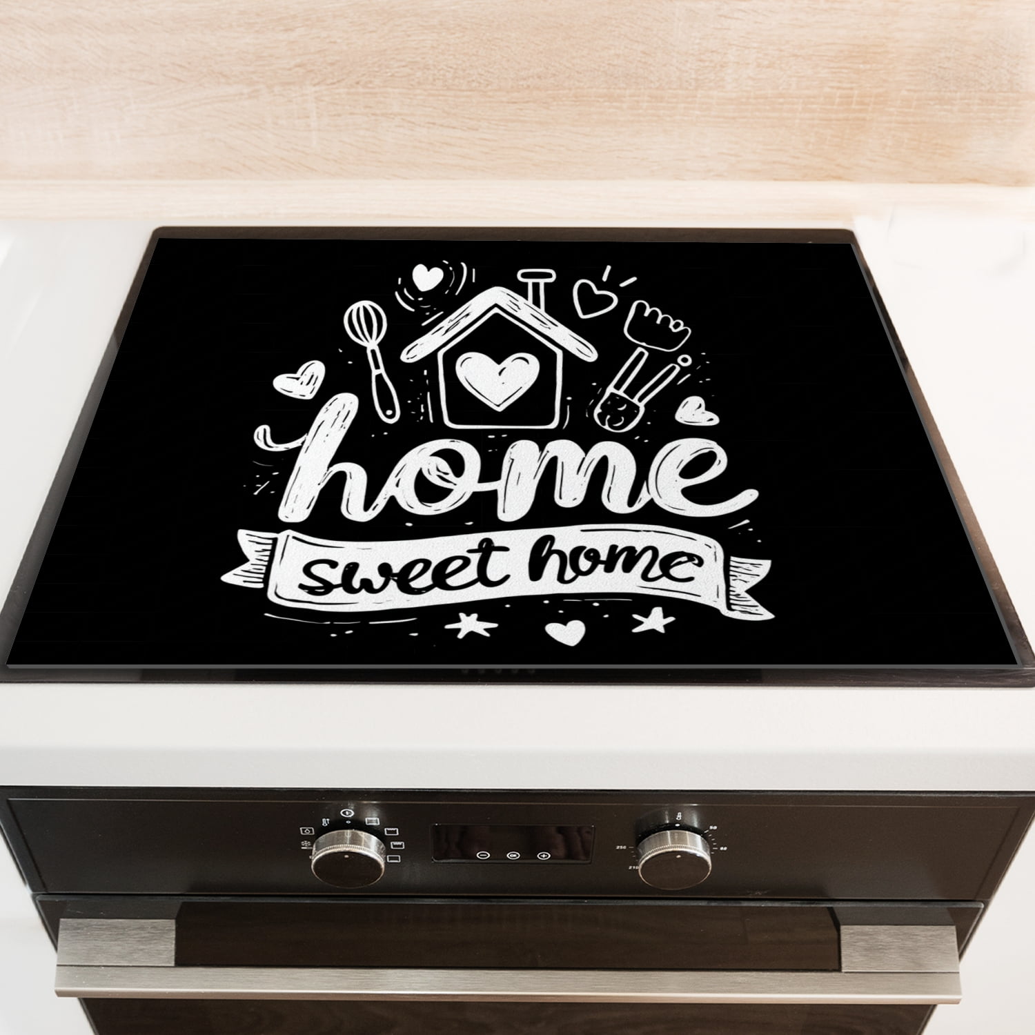 Glasstop Stove Covers, Sweet Home Lovely Print Heat Resistant Stove Top Cover, Non-slip Washable Square Kitchen Decor Accessories Mat for Kitchen RV (28×20 Inch)