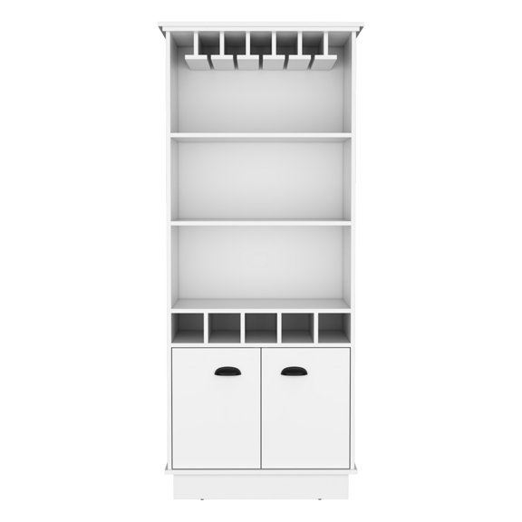 Glassware Display Section / For Home Bar Setup / Sturdy White Bar Cabinet