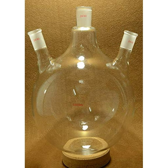 Glassware,Round Bottom Flask,5000ML,24/40,Three Neck,3 Neck,5L,Lab Flask 24/40$$Other