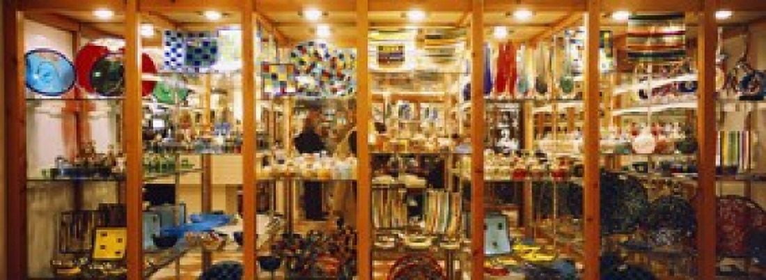 Glassworks display in a store Murano Glassworks Murano Venice Italy Canvas Art - Panoramic Images (18 x 7)