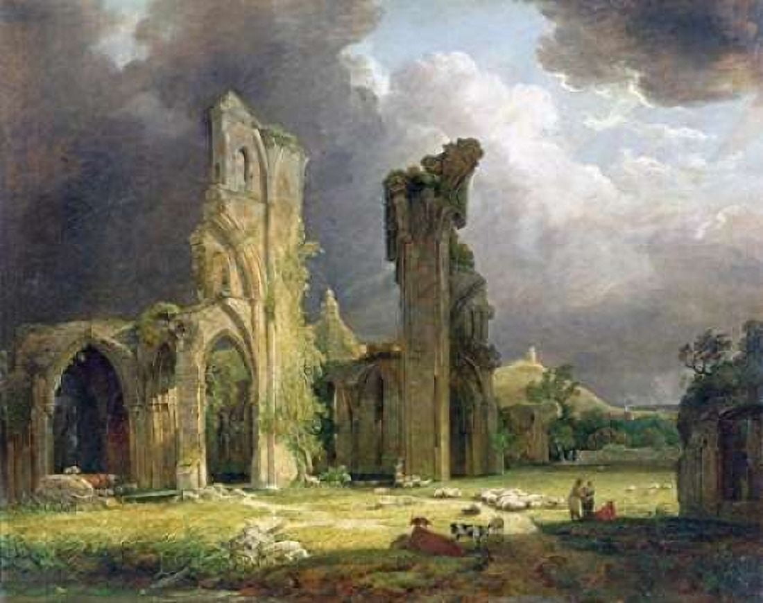 Glastonbury Abbey With The Tor Beyond Canvas Art - George Arnald (24 x 30)