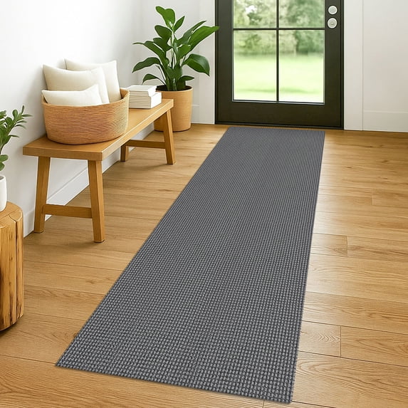 Glattice Runner Rug 2x6 Boho Washable Runner for Hallway Cotton Rubber Backed Kitchen Runner Braided Indoor Floor Carpet Runners for Entryway/Hallway/Kitchen/Bedroom, Dark Grey/Grey