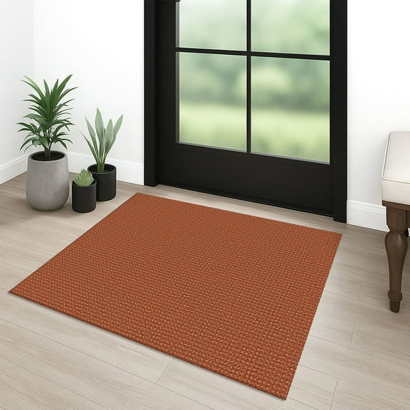 Glattice Throw Rugs with Rubber Backing 2x3 Boho Area Rug Washable Rugs for Entryway Braided Door Mat Indoor Outdoor Entrance Small Cotton Woven Carpet for Kitchen Foyer Front Door, Rustic Orange/Tan
