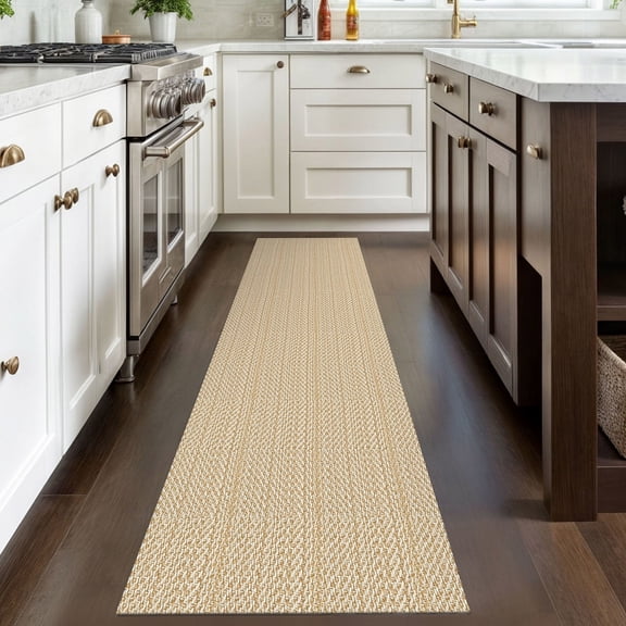 Glattice Carpet Runner 2x8 Ft Washable Runners for Hallways Cotton Rubber Backed Kitchen Runner Braided Indoor Floor Carpet Runners for Entryway/Hallway/Kitchen/Bedroom, Warm Beige/Light Tan/Aprico