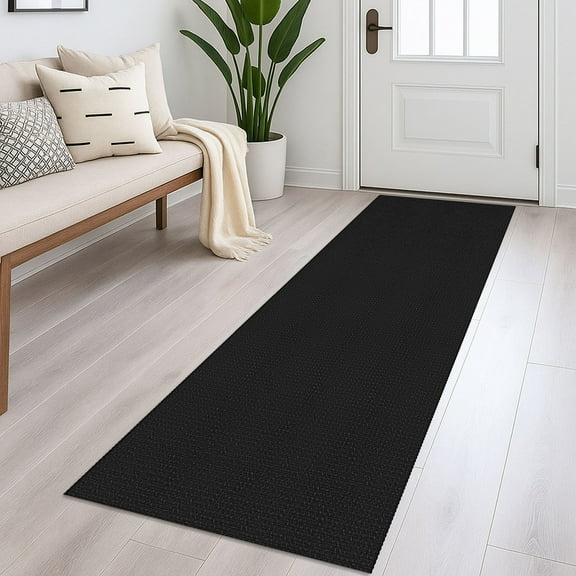 Glattice Non Slip Rug Runner 2x5 Washable Runners for Hallways Cotton Rubber Backed Kitchen Runner Braided Indoor Carpet Runners for Entryway/Hallway/Kitchen/Bedroom, Black/Gray