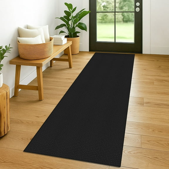 Glattice Runner Rug 2x6 Boho Washable Runner for Hallway Cotton Rubber Backed Kitchen Runner Braided Indoor Floor Carpet Runners for Entryway/Hallway/Kitchen/Bedroom, Black/Gray