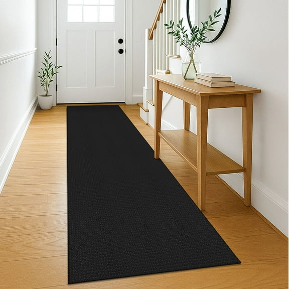 Glattice Carpet Runner 2x8 Ft Washable Runners for Hallways Cotton Rubber Backed Kitchen Runner Braided Indoor Floor Carpet Runners for Entryway/Hallway/Kitchen/Bedroom, Black/Gray