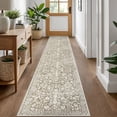 thumbnail image 1 of GLATTICE Runner Rug for Hallway 2x10 Non Slips Rug Runner Super Soft Kitchen Runner Rug Printed Faux Wool Floral Thin Rugs for Entryway Laundry Room Bedroom, Taupe Beige with Ivory Hues, 1 of 7