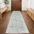 thumbnail image 1 of GLATTICE Runner Rug 2x6 Non Slips Rug Runner Super Soft Kitchen Runner Rug Printed Faux Wool Floral Thin Beige Rugs for Hallway Entryway Laundry Room Bedroom,Sage Green Grey, 1 of 7